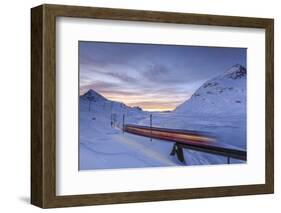 The Bernina Express Red Train, UNESCO World Heritage Site, Graubunden, Swiss Alps, Switzerland-Roberto Moiola-Framed Photographic Print