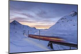 The Bernina Express Red Train, UNESCO World Heritage Site, Graubunden, Swiss Alps, Switzerland-Roberto Moiola-Mounted Photographic Print