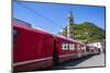 The Bernina Express Train Passes Near the Sanctuary of Madonna Di Tirano, Lombardy, Italy-Roberto Moiola-Mounted Photographic Print