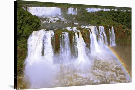 The Best-Known Falls in the World - Iguazu. the Magnificent Rainbow Costs over Roaring Water Stream-kavram-Stretched Canvas