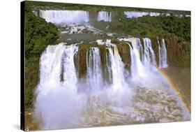 The Best-Known Falls in the World - Iguazu. the Magnificent Rainbow Costs over Roaring Water Stream-kavram-Stretched Canvas