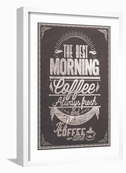 The Best Morning Coffee Typography Background On Chalkboard-Melindula-Framed Art Print