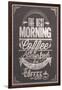 The Best Morning Coffee Typography Background On Chalkboard-Melindula-Framed Art Print