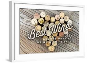 The Best Wines - Cork Heart - Sentiment-Lantern Press-Framed Art Print