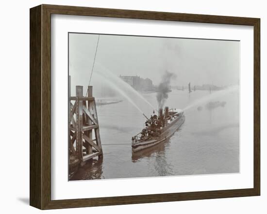 The Beta Fire Float with Hoses, River Thames, London, 1910-null-Framed Photographic Print