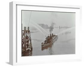 The Beta Fire Float with Hoses, River Thames, London, 1910-null-Framed Photographic Print