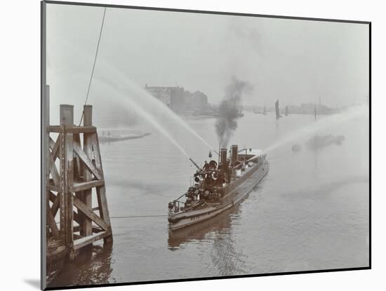 The Beta Fire Float with Hoses, River Thames, London, 1910-null-Mounted Photographic Print