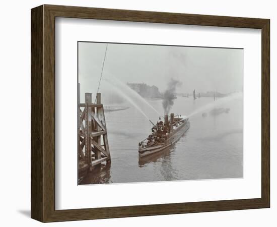 The Beta Fire Float with Hoses, River Thames, London, 1910-null-Framed Photographic Print