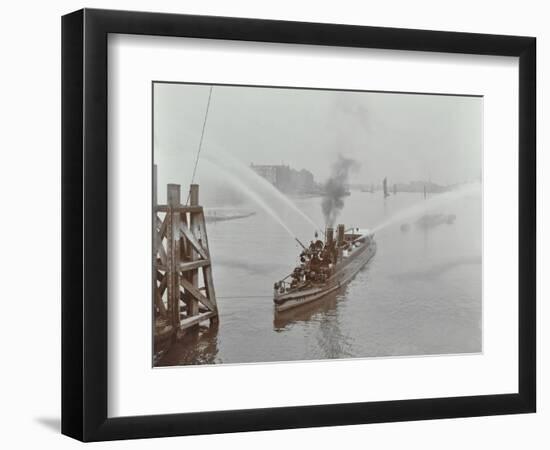 The Beta Fire Float with Hoses, River Thames, London, 1910-null-Framed Photographic Print