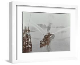 The Beta Fire Float with Hoses, River Thames, London, 1910-null-Framed Photographic Print