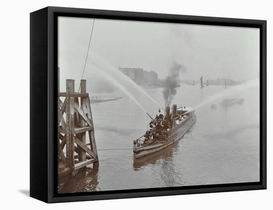 The Beta Fire Float with Hoses, River Thames, London, 1910-null-Framed Stretched Canvas