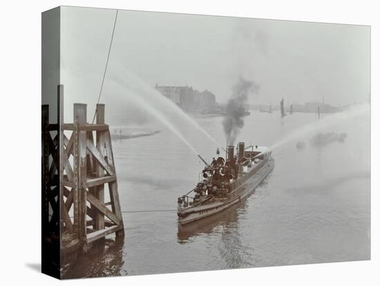 The Beta Fire Float with Hoses, River Thames, London, 1910-null-Stretched Canvas