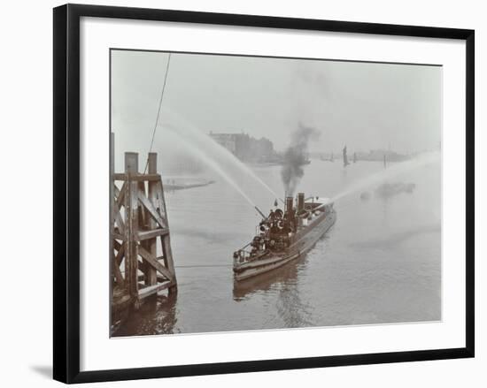 The Beta Fire Float with Hoses, River Thames, London, 1910-null-Framed Photographic Print