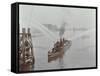 The Beta Fire Float with Hoses, River Thames, London, 1910-null-Framed Stretched Canvas