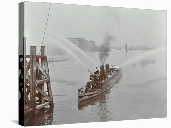 The Beta Fire Float with Hoses, River Thames, London, 1910-null-Stretched Canvas