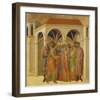 The Betrayal by Judas, Detail of Tile from Episodes from Christ's Passion and Resurrection-Duccio Di buoninsegna-Framed Giclee Print