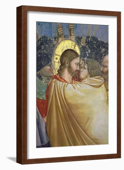 The Betrayal of Christ, Detail of the Kiss, circa 1305-Giotto di Bondone-Framed Giclee Print
