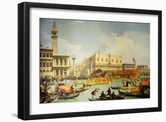 The Betrothal of the Venetian Doge to the Adriatic Sea, circa 1739-30-Canaletto-Framed Giclee Print