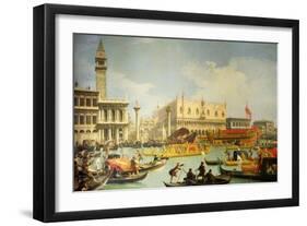 The Betrothal of the Venetian Doge to the Adriatic Sea, circa 1739-30-Canaletto-Framed Giclee Print