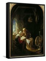 The Bible Lesson, or Anne and Tobias-Gerrit or Gerard Dou-Framed Stretched Canvas