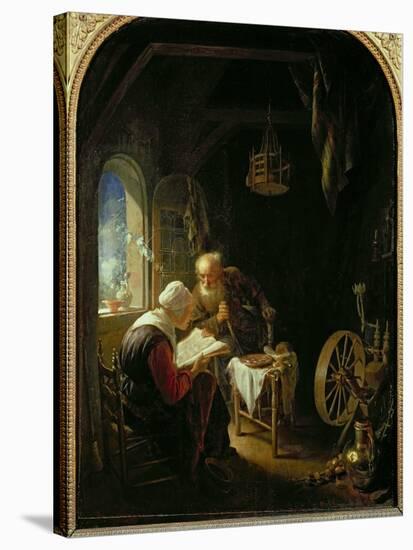 The Bible Lesson, or Anne and Tobias-Gerrit or Gerard Dou-Stretched Canvas