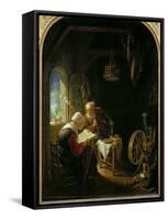 The Bible Lesson, or Anne and Tobias-Gerrit or Gerard Dou-Framed Stretched Canvas