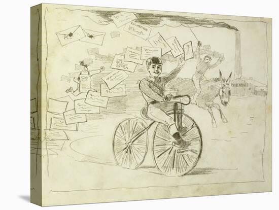 The Bicycle Messenger-Winslow Homer-Stretched Canvas