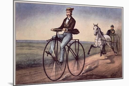 The (Bicycle) Velocipede-Currier & Ives-Mounted Giclee Print