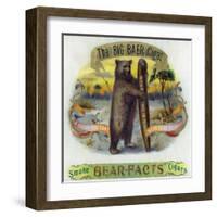 The Big Baer Cigar, Bear-Facts Brand Cigar Inner Box Label, Misspelling-Lantern Press-Framed Art Print