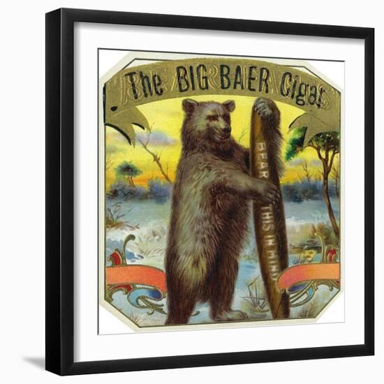 The Big Baer Cigar, Bear-Facts Brand Cigar Outer Box Label, Misspelling-Lantern Press-Framed Art Print