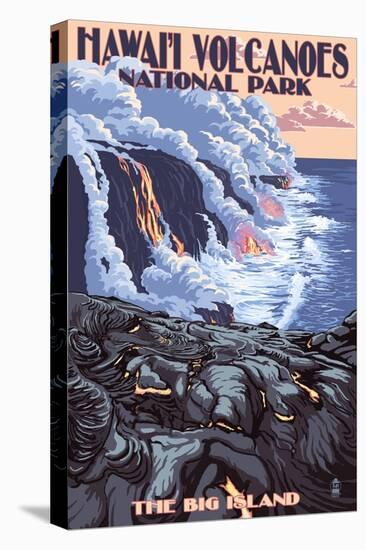 The Big Island, Hawaii - Lava Flow Scene-Lantern Press-Stretched Canvas