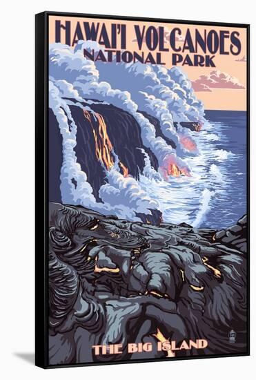 The Big Island, Hawaii - Lava Flow Scene-Lantern Press-Framed Stretched Canvas