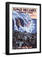 The Big Island, Hawaii - Lava Flow Scene-Lantern Press-Framed Art Print