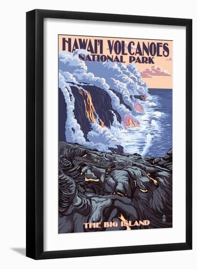 The Big Island, Hawaii - Lava Flow Scene-Lantern Press-Framed Art Print