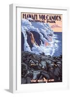 The Big Island, Hawaii - Lava Flow Scene-Lantern Press-Framed Art Print