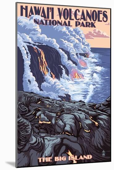 The Big Island, Hawaii - Lava Flow Scene-Lantern Press-Mounted Art Print