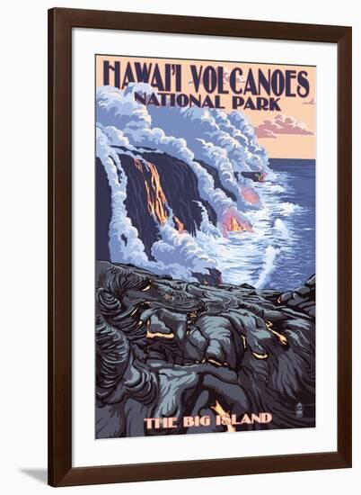 The Big Island, Hawaii - Lava Flow Scene-Lantern Press-Framed Art Print