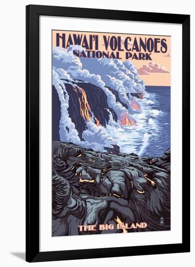 The Big Island, Hawaii - Lava Flow Scene-Lantern Press-Framed Art Print