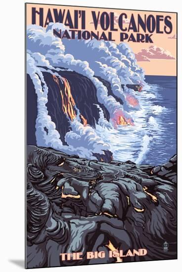 The Big Island, Hawaii - Lava Flow Scene-Lantern Press-Mounted Art Print