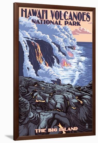 The Big Island, Hawaii - Lava Flow Scene-Lantern Press-Framed Art Print