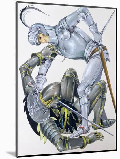 The Big Knight Is Slain by Sir Lancelot, an Illustration for 'Sir Lancelot of the Lake', by Roger…-Janet and Anne Johnstone-Mounted Giclee Print