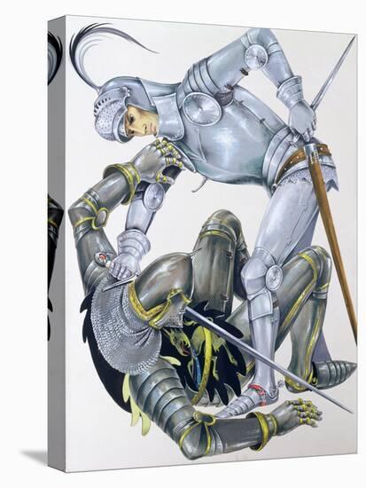 The Big Knight Is Slain by Sir Lancelot, an Illustration for 'Sir Lancelot of the Lake', by Roger…-Janet and Anne Johnstone-Stretched Canvas