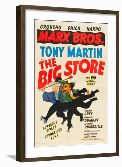 The Big Store, Harpo Marx, Chico Marx, Groucho Marx, 1941-null-Framed Art Print