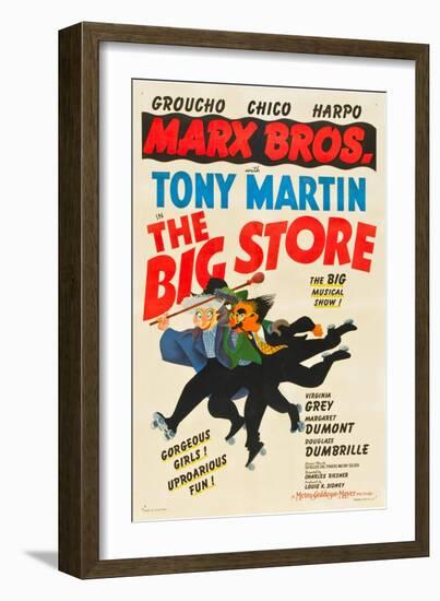 The Big Store, Harpo Marx, Chico Marx, Groucho Marx, 1941-null-Framed Art Print