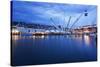 The Bigo with Lift Raised in the Old Port at Dusk, Genoa, Liguria, Italy, Europe-Mark Sunderland-Stretched Canvas