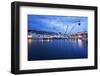 The Bigo with Lift Raised in the Old Port at Dusk, Genoa, Liguria, Italy, Europe-Mark Sunderland-Framed Photographic Print