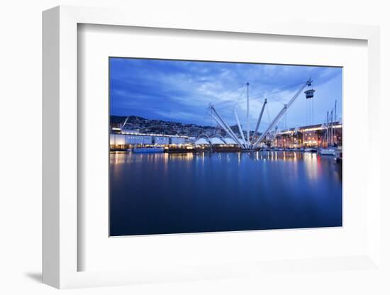 The Bigo with Lift Raised in the Old Port at Dusk, Genoa, Liguria, Italy, Europe-Mark Sunderland-Framed Photographic Print