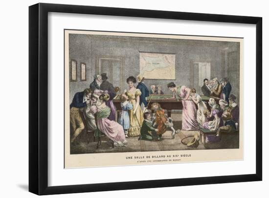 The Billiard Room in a French Household, But Not Much Chance of a Quiet Game!-Marlet-Framed Art Print