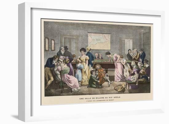 The Billiard Room in a French Household, But Not Much Chance of a Quiet Game!-Marlet-Framed Art Print