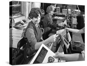 The Binding Room at a Printing Company, Mexborough, South Yorkshire, 1959-Michael Walters-Stretched Canvas